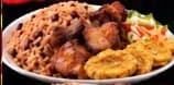 Griot with rice and fried plantains